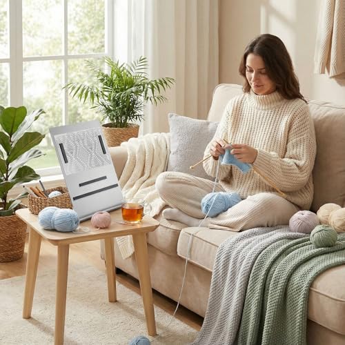 Flutesan Magnetic Cross Stitch Pattern Holder 12 x 10 Inch Large Cross Stitch Supplies and Accessories Knitting Chart Keeper with 4 Replacement Magnets for Crochet Display(Bracket Type) - style: Bracket Type