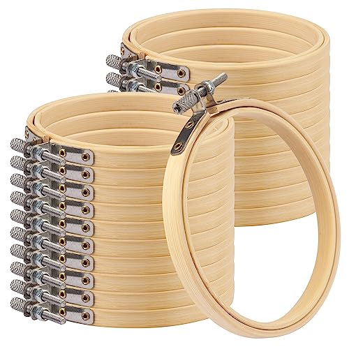 20 PCS 4 Inch Bamboo Embroidery Hoops, 4 Inch Adjustable Bamboo Cross Stitch Rings in Bulk for Needlework, Sewing and Crafts, with Easy Loosen Tighten Mechanism, Ideal for Gifting and Decorating - size: 4 Inch