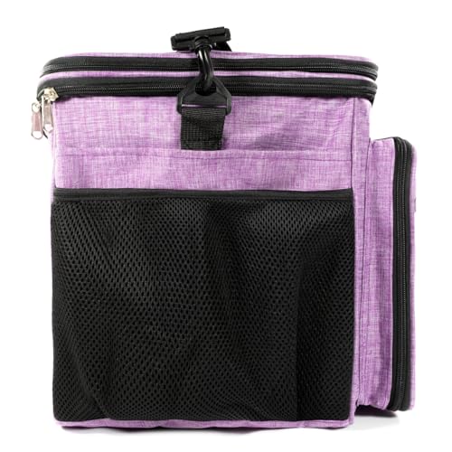 LOLE Yarn Organizer Tote – Large Knitting & Crochet Storage Bag with Clear Top, Dividers, Grommet Yarn Feed & Accessory Pockets – Portable Craft Project Bag