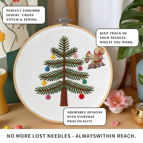 Needle Minder Magnet, Magnetic Needle Minder, Needle Minders Magnetic Cross Stitch Accessories, Magnetic Needle Holder, Life Tree, Butterfly, Cats, Owl, Heart (Squirrel) - size: Squirrel