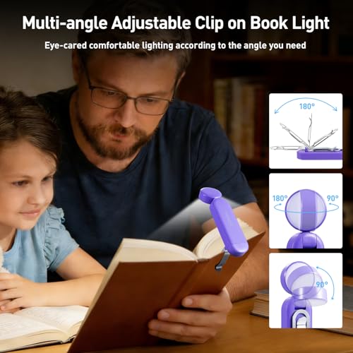 VAVOFO USB Rechargeable Book Light, Bookmark Clip on LED Reading Light - color: Dark Purple