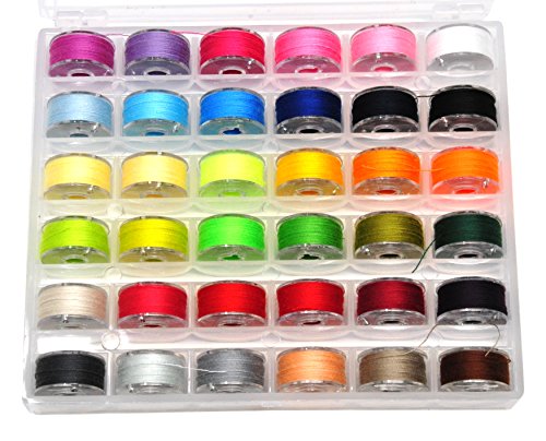 Mandala Crafts Assorted Color 15J SA156 Prefilled Bobbin Thread, 36 PCs - color: Assorted Color, size: Size A 36 X 88 Yards