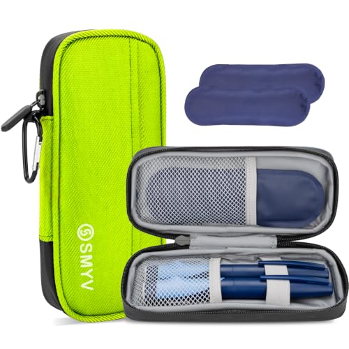 SMYV Insulin Cooler Travel Case with 2 TSA Approved Ice Packs, Green - color: Green