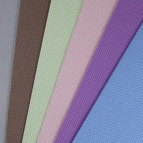 KCS 6 pc of 12" x 18" (30cmx45cm) 14 Count Cotton Aida Cloth Cross Stitch Fabric (14CT-Q) - color: 14ct-q