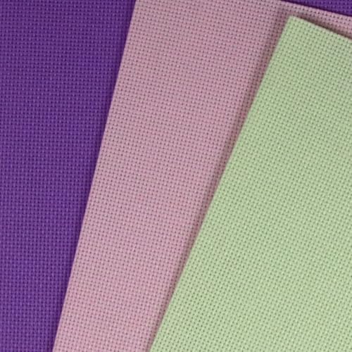 KCS 3 pc of 12" x 18"(30cmx45cm) 18CT Counted Cotton Aida Cloth Cross Stitch Fabric (Lavender+Pink+Light Green) - color: Lavender+pink+light Green