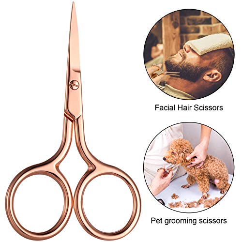 Mudder 3 Pack Small Eyebrow Nose Scissor Stainless Steel Scissor, Rose Gold - color: Rose Gold