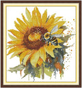Aiorkeng Cross Stitch Kits Stamped Full Range of Embroidery Starter Kits for Adults Beginners DIY Needlepoint Kit 11CT 3 Strands -Printed kit Sunflowers and Bees(Printed) 14.2×15 inches - color: Sunflowers and Bees36×38CM