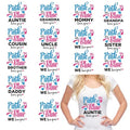 16 Sheets Gender Reveal Iron on Transfers for T-Shirts - style: Pink or Blue