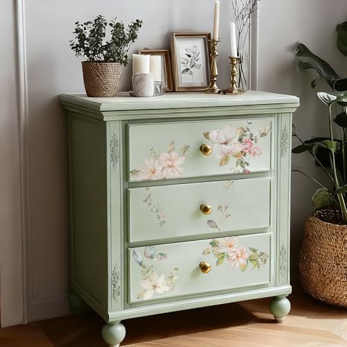 Floral Rub on Transfer for Furniture Wood Glass DIY - color: Spring Magnolia