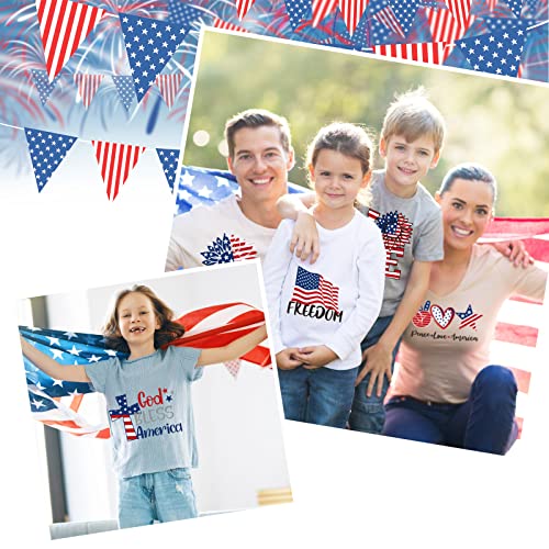 Whaline 30 Sheets Patriotic Iron On Transfers Patches 4th of July Heat Transfer Vinyl Patches USA Flag Red Blue White Iron on Stickers Decals for 250th Anniversary Clothing Fabric DIY Craft Decoration - style: Patriotic