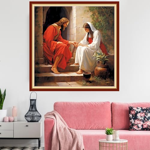 Redxing Stamped Cross Stitch Kits Embroidery kit for Beginners Adults Full Range of Embroidery Patterns Starter Kits DIY Printed Cross Stitch Kits Needlepoint Kits 11CT-Jesus Women's 18x18 inchs - color: Artskits07
