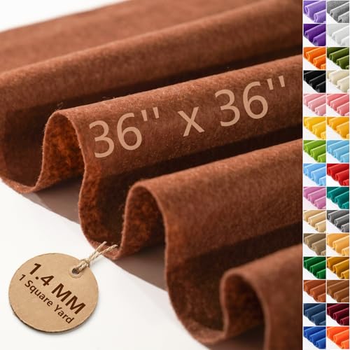 Coffee Soft Felt Sheet 36'' X 36'', 1.4mm Felt Fabric Sheet for Crafts - color: Coffee
