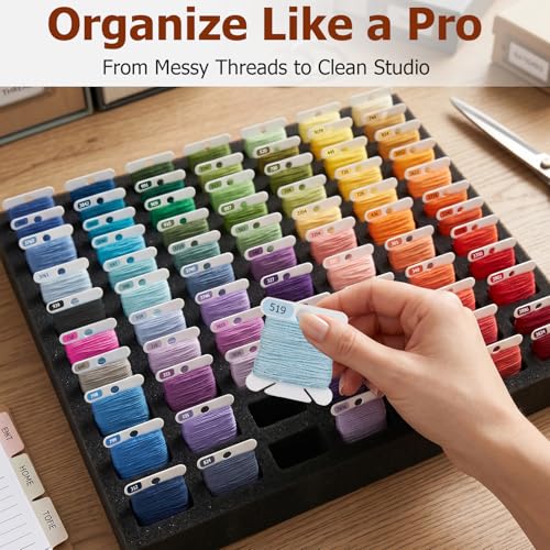 500pcs Floss Number Stickers, Upgraded High-Adhesion Color-Coded Labels, Large Bold Font Thread Organizer for Embroidery Bobbins & Mini Floss Drops, Perfect for Cross Stitch