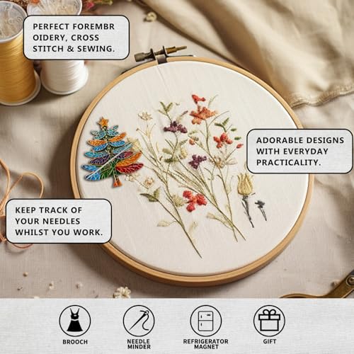 Magnetic Needle Minder Magnet Embroidery Accessories and Supplies Embroidery Needle Holder Cross Stitch Holder Needlework Supplies (Dragonfly Christmas Tree) - size: Dragonfly Christmas Tree