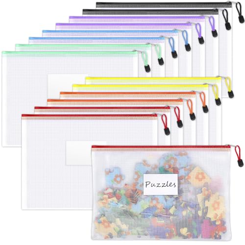 Sooez 14 Pack Mesh Zipper Pouch Bags, A4 Letter Size, Classroom Zipper Bags - style: 14 Pack