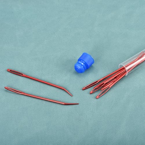 uxcell 8 Pcs Yarn Needle Kit, 3.15 Inch Tapestry Needles Bent High Carbon Iron Large Eye Sewing Darning Needles Hand Sewing Needles with Storage for Hand Sewing Art Crafts, Red - color: Red