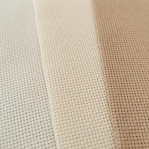 KCS 3 pc of 12" x 18" 18CT Counted Cotton Aida Cloth Cross Stitch Fabric (Antique White +Cream+Khaki) - color: Antique White +Cream+khaki