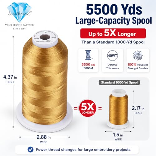 Simthread 5000M 40WT Polyester Embroidery Thread, Autumn Haystack S032 - color: AutumnHaystackS032