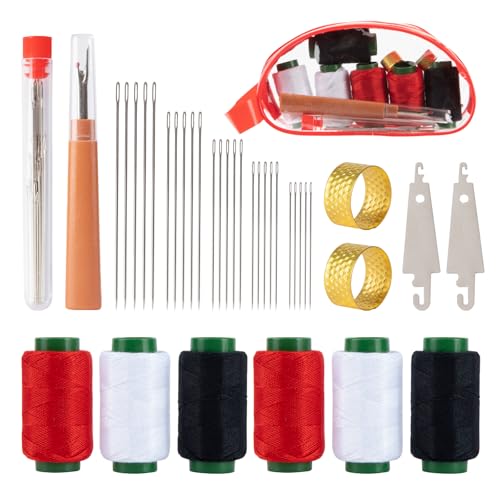 ZMLLAYE Sewing Kit, 37 Pcs Big Eye Sewing Needles Set with Threader