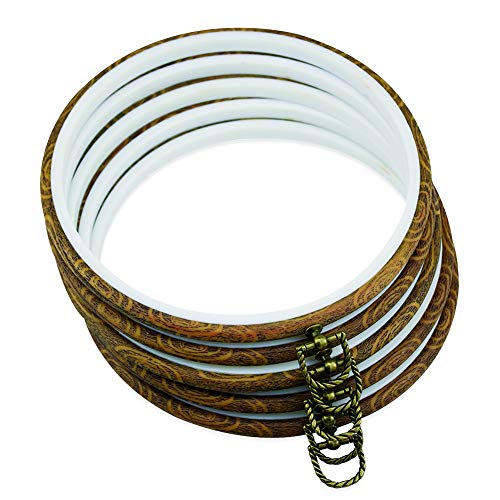 5PCS 8'' Round Embroidery Hoops 20CM Imitated Wood Cross Stitch Hoop Frames - size: 8 inch