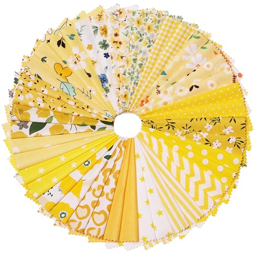 Nodsaw Charm Packs for Quilting 5 inch, Pre-Cuts Cotton Fabric Squares 5x5, 42 5-inch Charm Squares - for Quilting, Sewing, and Crafts, Yellow Series - color: Yellow