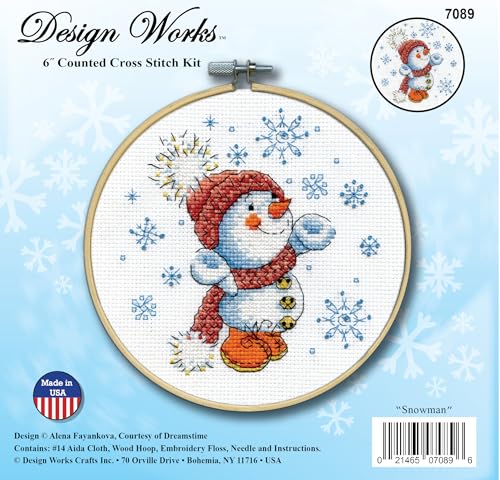 Snowman Counted Cross Stitch Kit with Hoop
