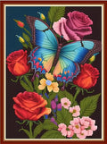 Redxing Stamped Cross Stitch Kits Embroidery kit for Beginners Adults Full Range of Embroidery Patterns Starter Kits DIY Printed Cross Stitch Kits Needlepoint Kits 11CT-Butterflies 15.7x19.7 inch - color: Style 10