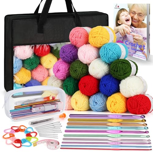 Aeelike Crochet Kit for Beginners Adults, Complete Crochet Set, Black - color: Black