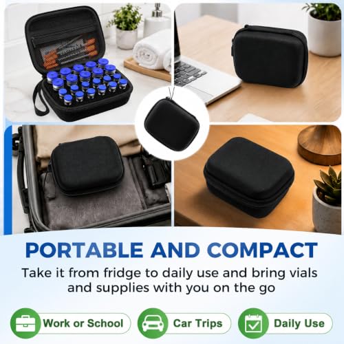 Peptide Case for Fridge, Insulin Vial Case for Diabetics - color: Black-12×(1-3ml)+10*(1-10ml)+10 Caps
