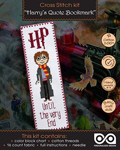 Personalized.Design Cross Stitch Kit of Bookmark “Until the Very End” - color: Harry