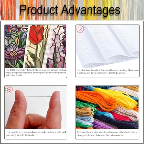 NEGEKFKX 6 Pcs Beach Cross Stitch Bookmark Kit for Adult Beginners - color: Cross stitch bookmark-17