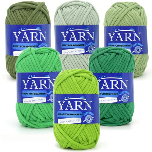 6 Pack Cotton Crochet Yarn for Beginners - Olive Avocado Green with Easy-to-See Stitches - color: Green Series, size: 6 PACK