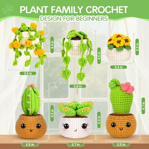 Sewkitta Crochet Kit for Beginners, Crochet Starter Kit w Step-by-Step Video Tutorials, Beginner Crochet Kit for Adults Kids Women Men Complete Kit Included (Plant 6Pack) - color: Plant 6Pack