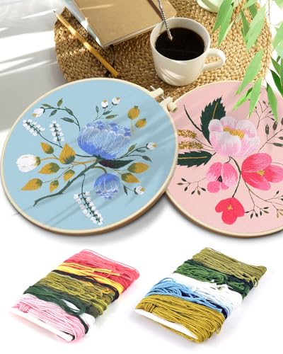 TINDTOP Embroidery Kit for Adult, Flower Embroidery Kit for Beginners - color: Flower