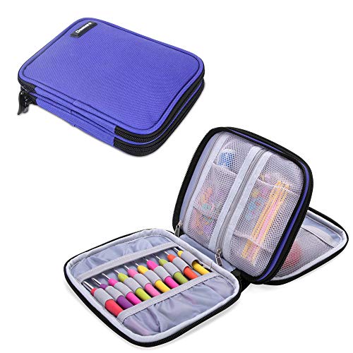 Damero Crochet Hook Case Organizer Empty, Medium, Blue Violet - color: Blue Violet, size: Medium (For Up to 6.5'' Needles)