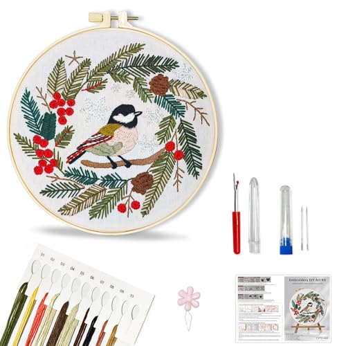 Huacan Embroidery Kit for Beginners Easy Needlepoint Kits for Adults with Stamped Embroidery Patterns. (Bird) - style: Bird