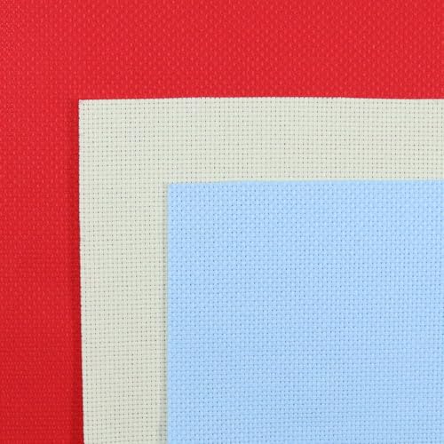 KCS 3 pc of 15" x 18"(38cmx45cm) 16 Count Cross Stitch Cotton Aida Cloth Needlework Rolled Fabric Box,16CT,Light Blue+Light Green+Red - color: Light Blue+light Green+red, size: 16CT