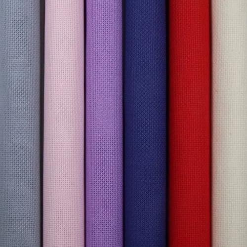 KCS 6 pc of 15" x 18" (38cmx45cm) Counted Cotton Aida Cloth Cross Stitch Fabric Rolled Box (18CT-J) - color: 18ct-j