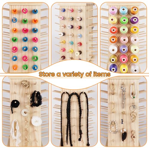 New brothread 93 Spools 360° Fully Rotating Wooden Thread Rack - color: Wood Color-93 Spools(DIY)