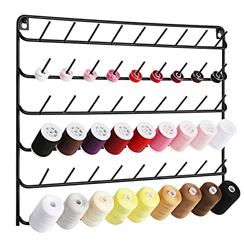 YBING Thread Holder Wall 54 Spools Thread Rack Black Metal - color: Black