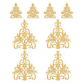 NBEADS 8 Pcs 2 Styles Gold Floral Embroidered Applique Patch, 3.7x4.9inch/8.7x9.4inch Iron on Patches Sew on Patches Ethnic Style Applique for Sewing Wedding Bride Dress Shoes Clothing Repair - color: Gold Floral--2 Styles 8 Pcs