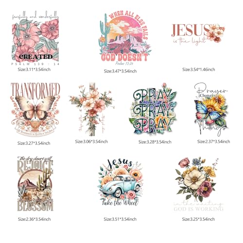 10PCS Blossom Mountain Butterfly Designs Jesus Iron On Transfer Patches - style: YS002