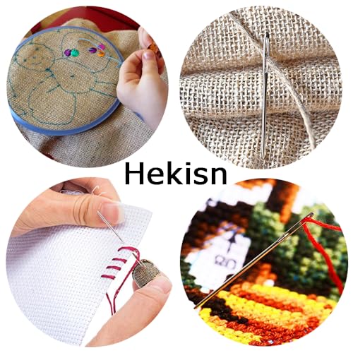 Hekisn Large-Eye Blunt Needles, Stainless Steel Yarn Knitting Needles, Sewing Needles, Crafting Knitting Weaving Stringing Needles, Perfect for Finishing Off Crochet Projects (18 Pieces) - size: 18 Pieces