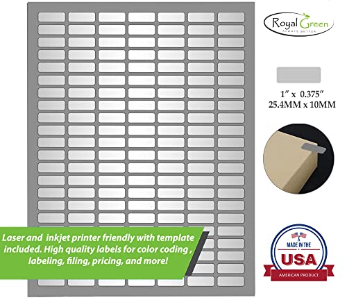 Royal Green Printable Rectangle Labels, 1 x 0.375 Inch - 1540 Pack - color: Silver, size: 1540
