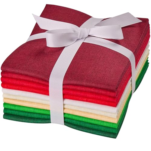 Craftido - 11 Options Solids with Tweed Tonals - Assorted Color Cotton Quilting Fabric Bundles 10pcs Fat Quarters 18"x21" - Medium Weight 5.2oz - for Quilting, Sewing and Crafts - Happy Holiday - color: Happy Holiday