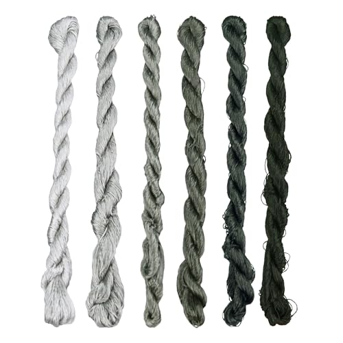 Natural Silk Thread – 6 Colors, 110m Each, Hand-Dyed Premium Silk Floss for Fine Embroidery, Needlepoint, and Handcrafts - color: 02