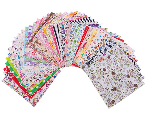 Penta Angel 4 x 4 Inch/10 x 10cm 100 Pieces Assorted Pre-Cut Printing Cotton Cloth Square Bundle Quilt Craft Fabric Patchwork DIY Sewing Scrapbooking Quilting Dot Pattern (100 pcs)