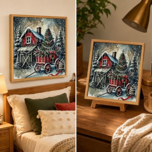 Christmas House Stamped Cross Stitch Kits for Beginners Adults 11CT - color: J187