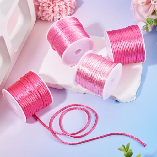 Elecrelive 40 Yards 2mm Nylon Satin Rattail Cords Mix Pink Nylon String - color: Mix Pink