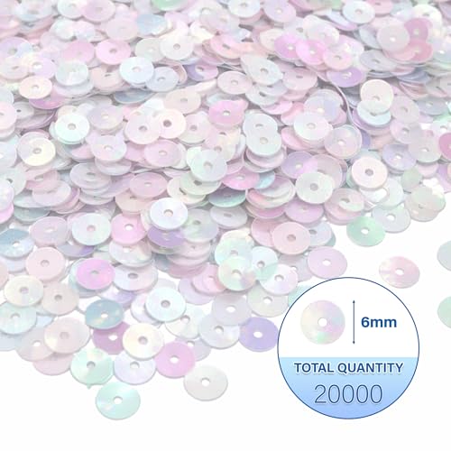 Mandala Crafts 6mm Flat Round AB Iridescent Sequins for Sewing Embroidery - color: AB Iridescent, size: 6mm Flat Sequins